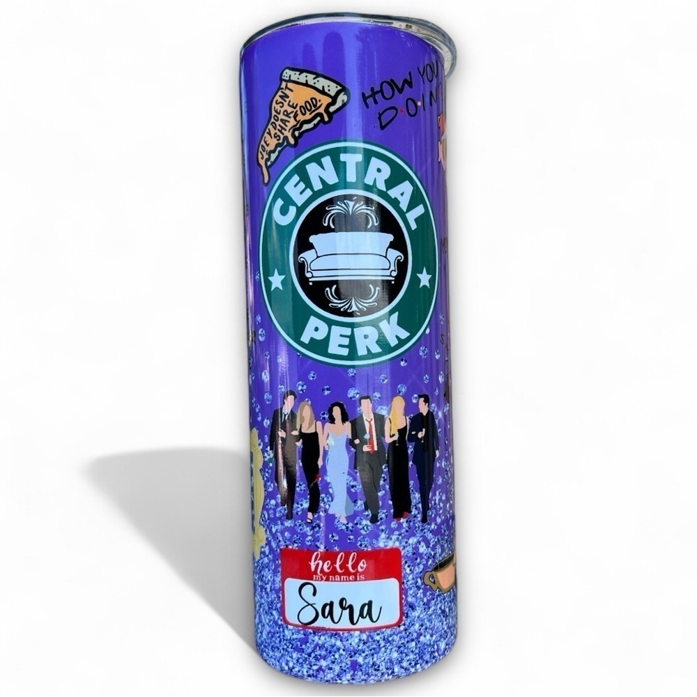 FRIENDS Central Perk Purple 20 Ounce Stainless Steel BPA Free Saying Tumbler